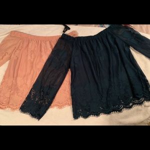 Off the shoulder lacy shirts